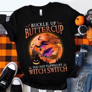 Flamingo Witch Buckleup Halloween Shirt